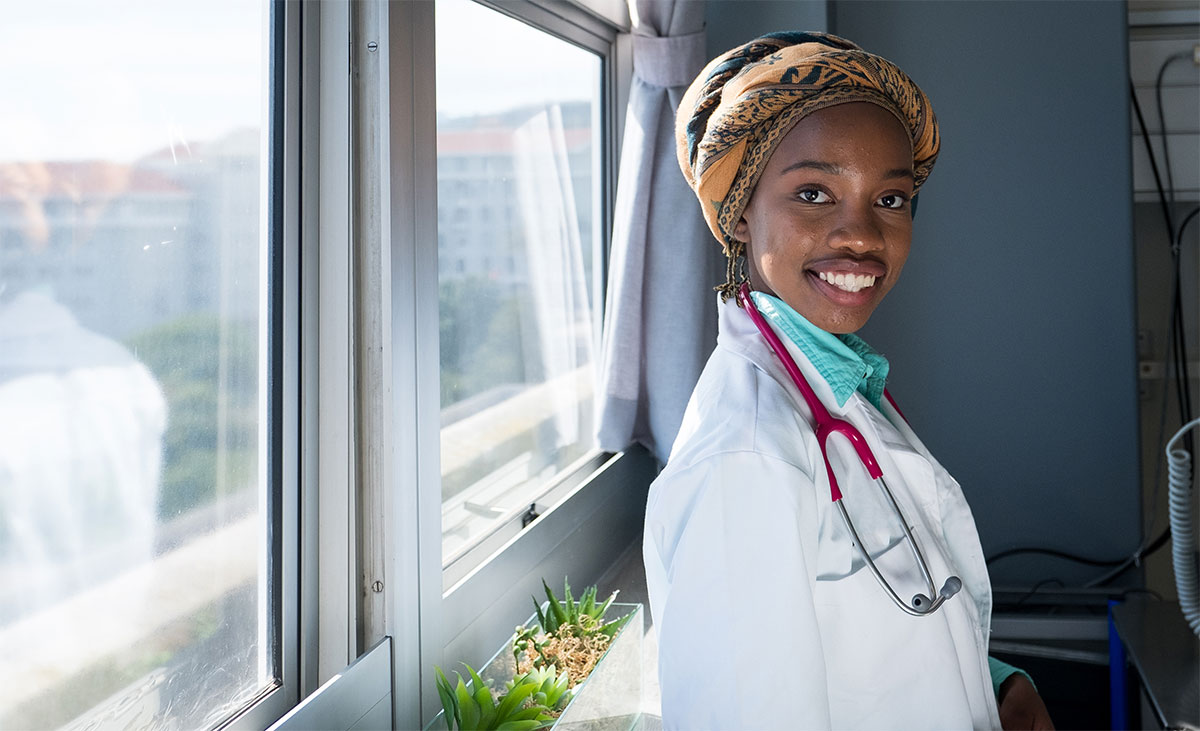 international female doctor with stethoscope image